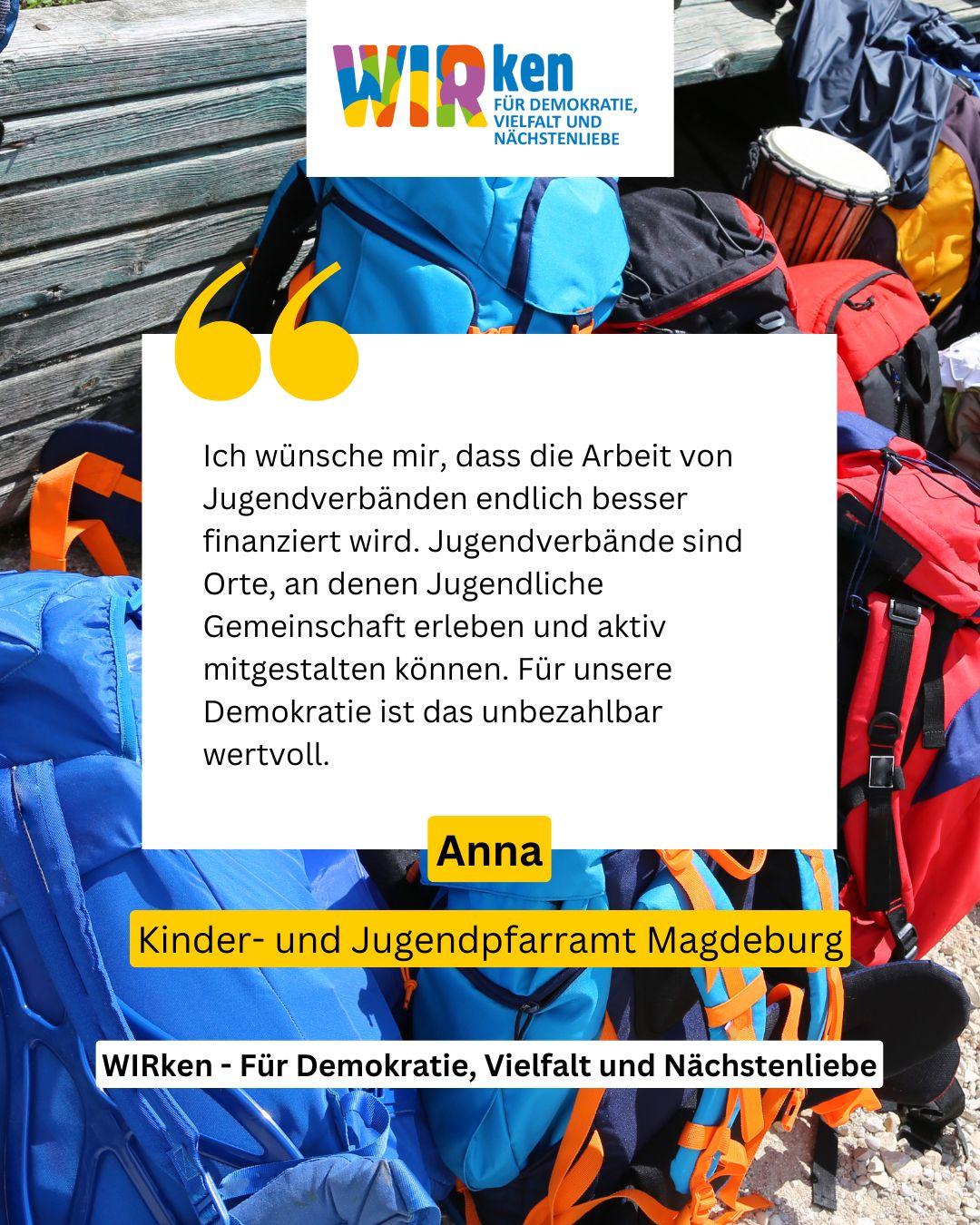 Statement von Anna zum Thema Kinder- und Jugendarbeit